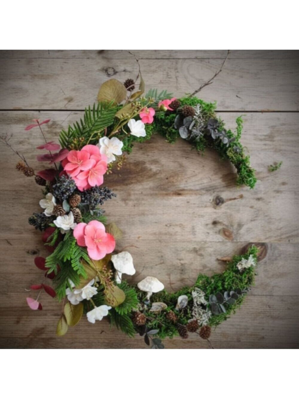 Crescent Moon Wreath Twig Base 12in Rustic Wreath Frame Front Door Decor - Picture 5 of 9